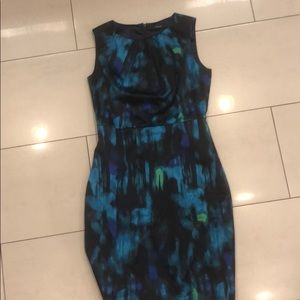 Tahiri blue green watercolor dress size 4
